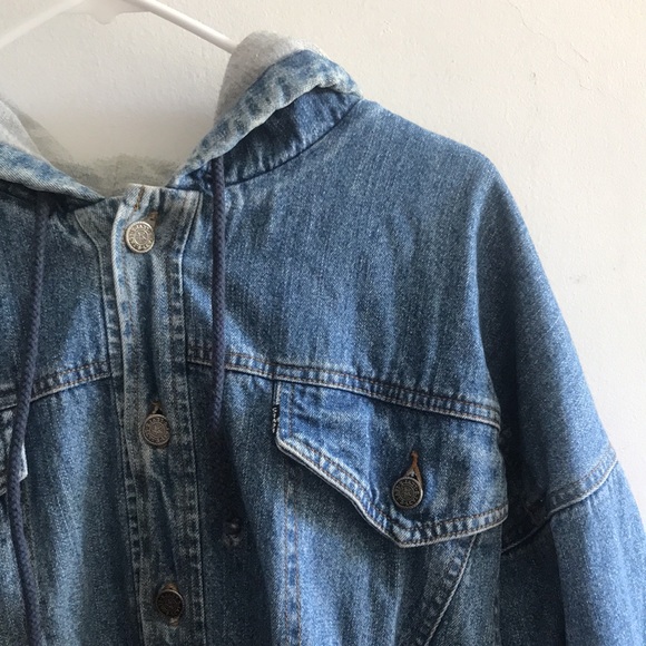 Vtg Levi’s Denim Hooded Mid Weight Jacket Fully Lined w/ Drawstring Waist Sz M - Picture 4 of 10